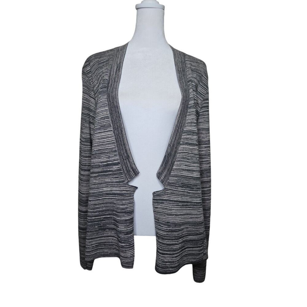 Eileen Fisher Tencel Organic Cotton Notch Cardigan Heather Gray Maple Oat Sz L - Picture 7 of 7